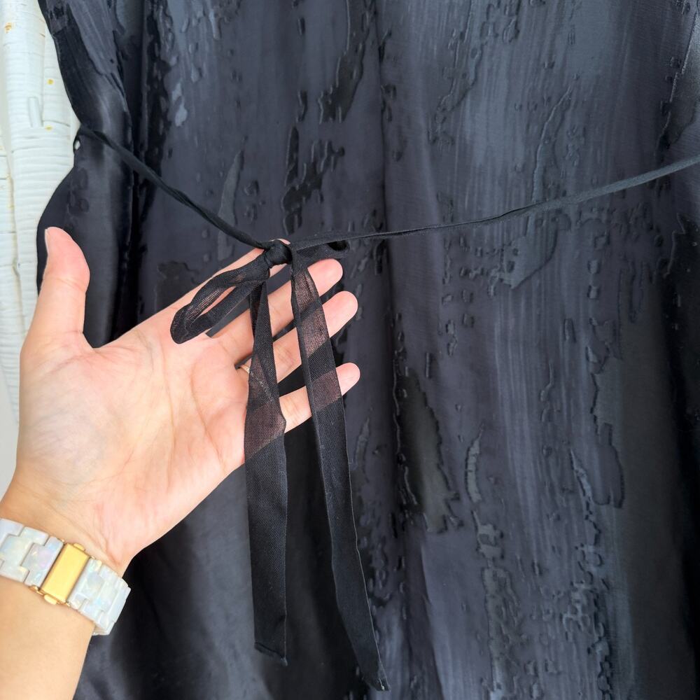 Pas de Calais Tunic Dress One Size Black Burnout Textured Crinkled Avant Garde - Picture 8 of 13